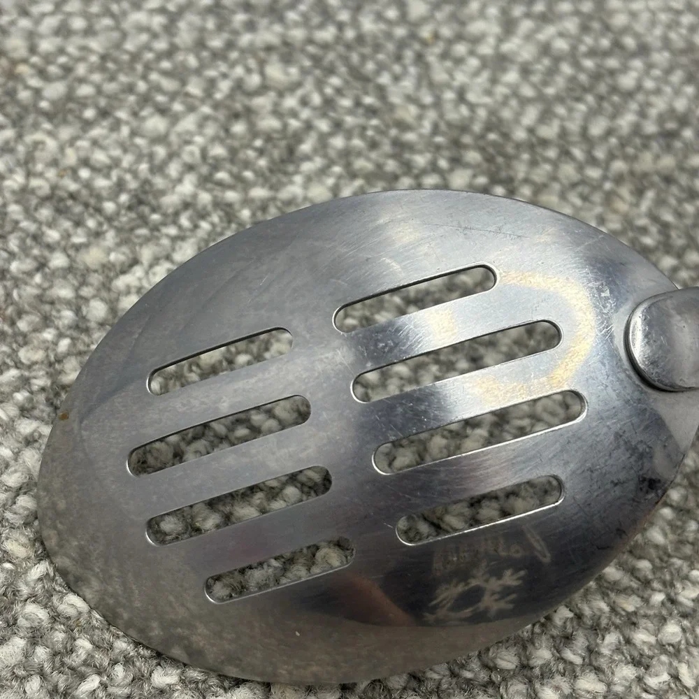 Vintage Ekco Slotted Spoon Stainless Black And White Handle Serving 13